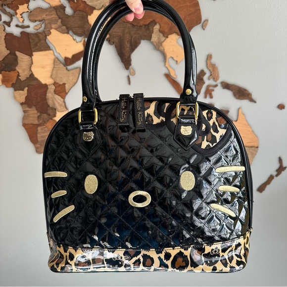 Loungefly Handbags - LOUNGEFLY Sanrio Hello Kitty Patent Leather Satchel Leopard Quilted Y2K Handbag